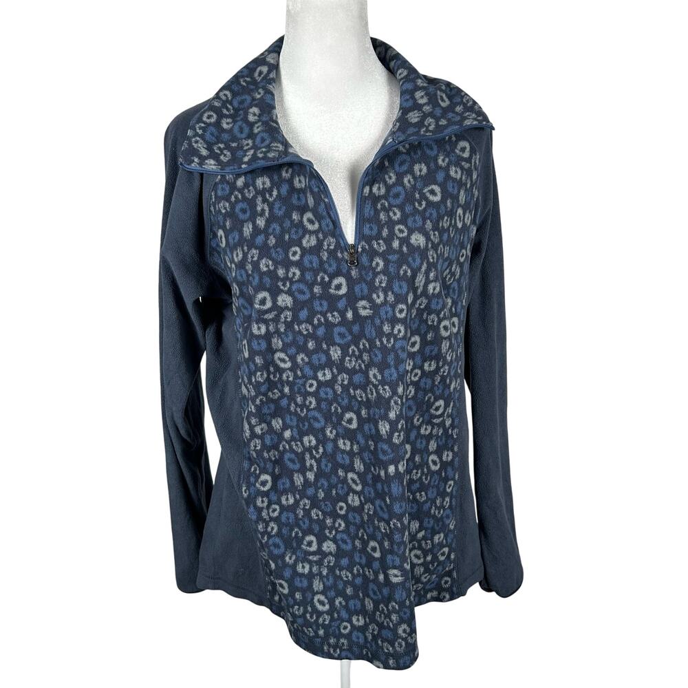 Columbia Long Sleeve Blue Fleece Pullover Top Quarter Zip Lightweight Large